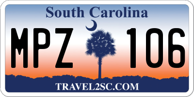 SC license plate MPZ106