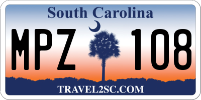 SC license plate MPZ108