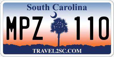SC license plate MPZ110