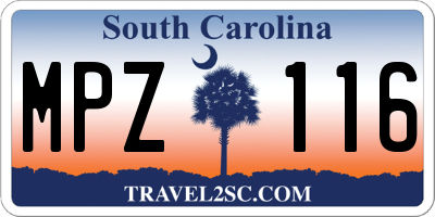 SC license plate MPZ116