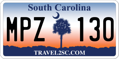 SC license plate MPZ130