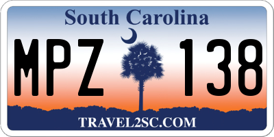 SC license plate MPZ138