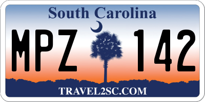 SC license plate MPZ142