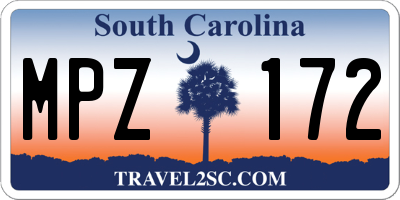 SC license plate MPZ172