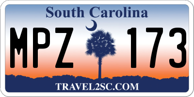 SC license plate MPZ173