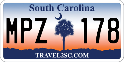 SC license plate MPZ178