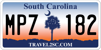 SC license plate MPZ182