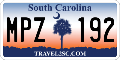 SC license plate MPZ192