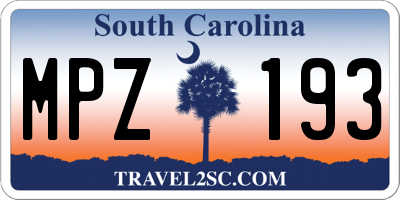 SC license plate MPZ193