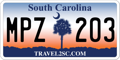 SC license plate MPZ203
