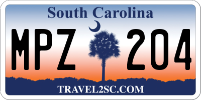 SC license plate MPZ204