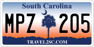 SC license plate MPZ205