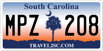 SC license plate MPZ208
