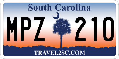 SC license plate MPZ210