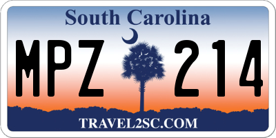 SC license plate MPZ214