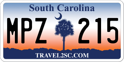 SC license plate MPZ215