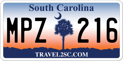 SC license plate MPZ216
