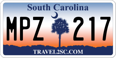 SC license plate MPZ217