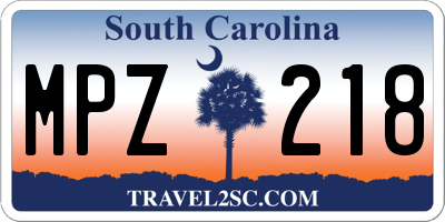 SC license plate MPZ218