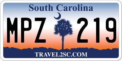 SC license plate MPZ219