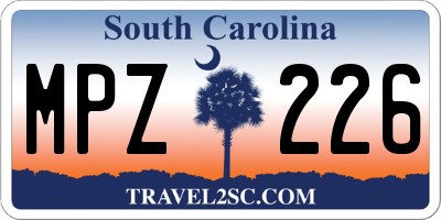 SC license plate MPZ226