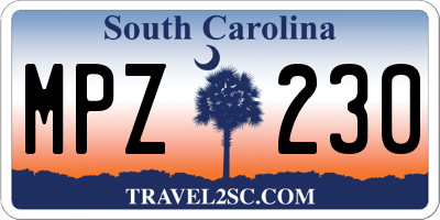 SC license plate MPZ230