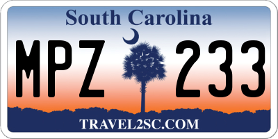 SC license plate MPZ233
