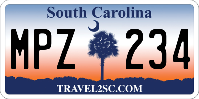 SC license plate MPZ234