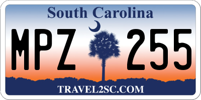 SC license plate MPZ255