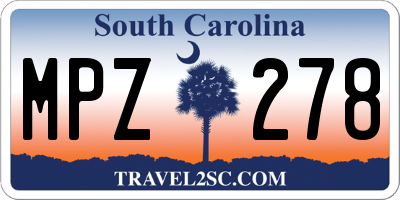 SC license plate MPZ278