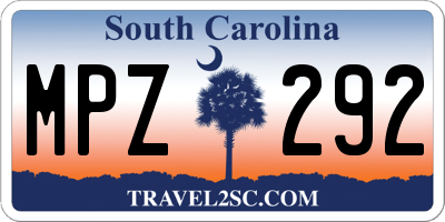 SC license plate MPZ292