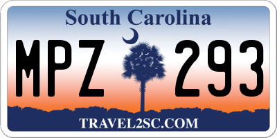SC license plate MPZ293