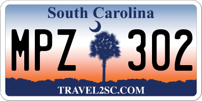 SC license plate MPZ302