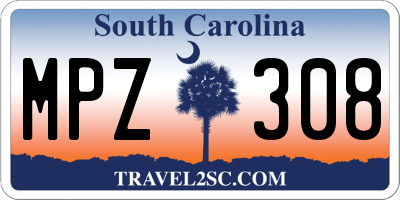 SC license plate MPZ308