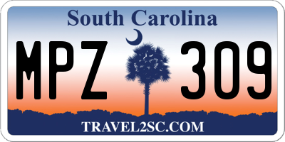SC license plate MPZ309