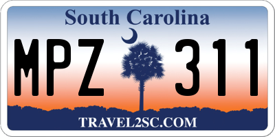 SC license plate MPZ311