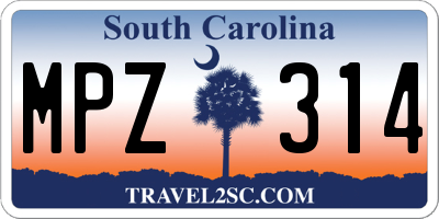 SC license plate MPZ314