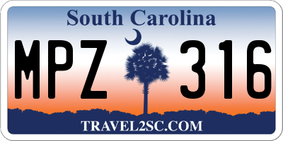 SC license plate MPZ316