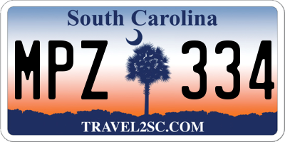 SC license plate MPZ334