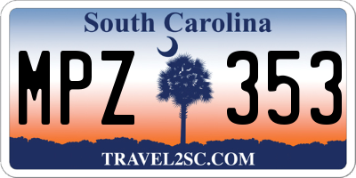 SC license plate MPZ353