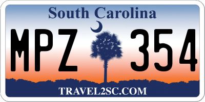 SC license plate MPZ354