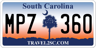 SC license plate MPZ360