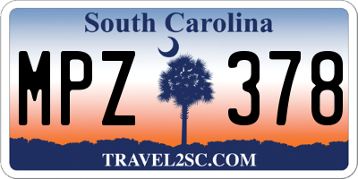 SC license plate MPZ378