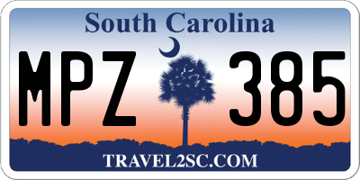 SC license plate MPZ385