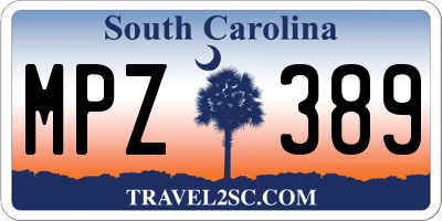 SC license plate MPZ389