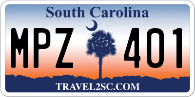 SC license plate MPZ401