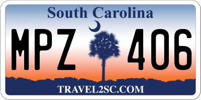 SC license plate MPZ406