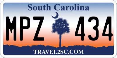 SC license plate MPZ434
