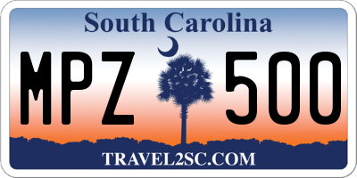 SC license plate MPZ500