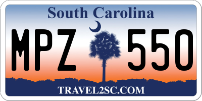 SC license plate MPZ550